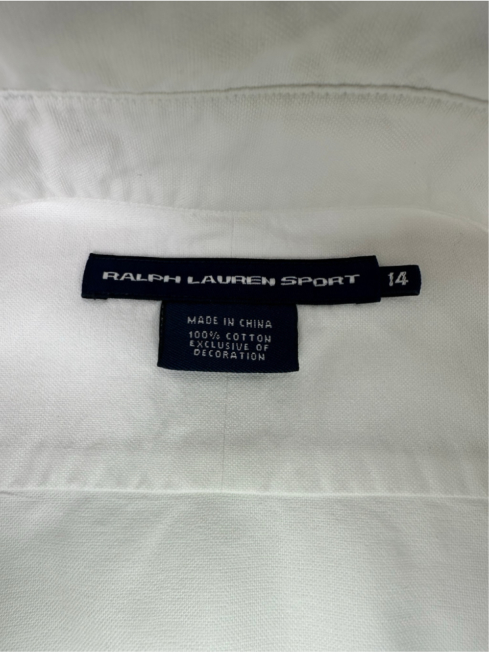 Vintage Ralph Lauren Sport Women’s 14 White Oxford Crest Contrast Collar Shirt - Picture 10 of 13